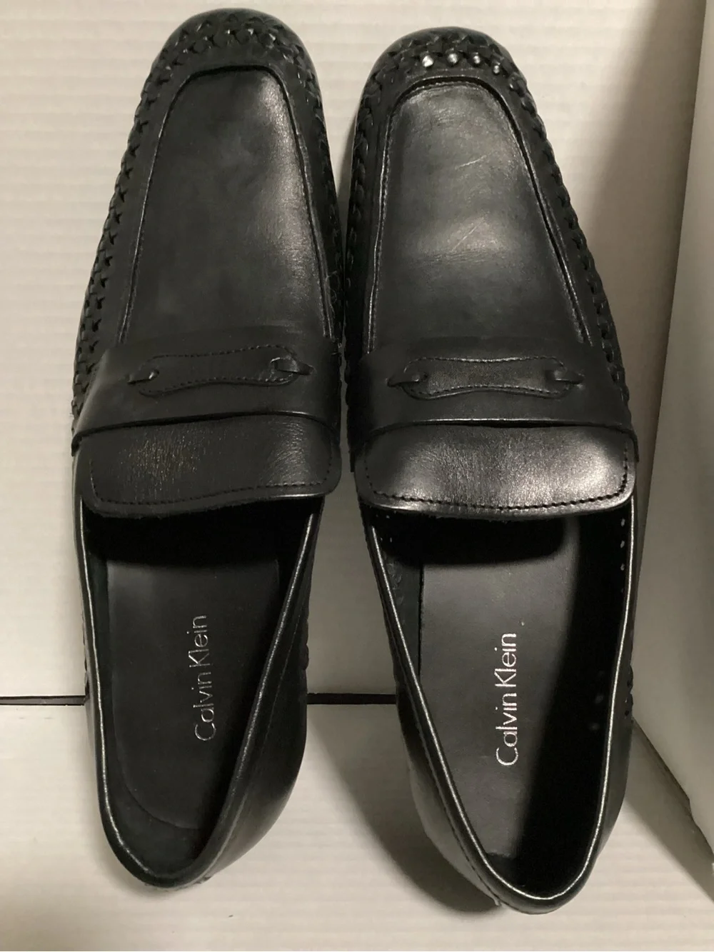 Calvin Klein Black Leather Slip-On Loafers
